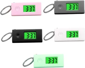 5 Pcs Keychain Digital Watches Luminous Hanging Clock Silent Design for Students Portable Key Ring Colors