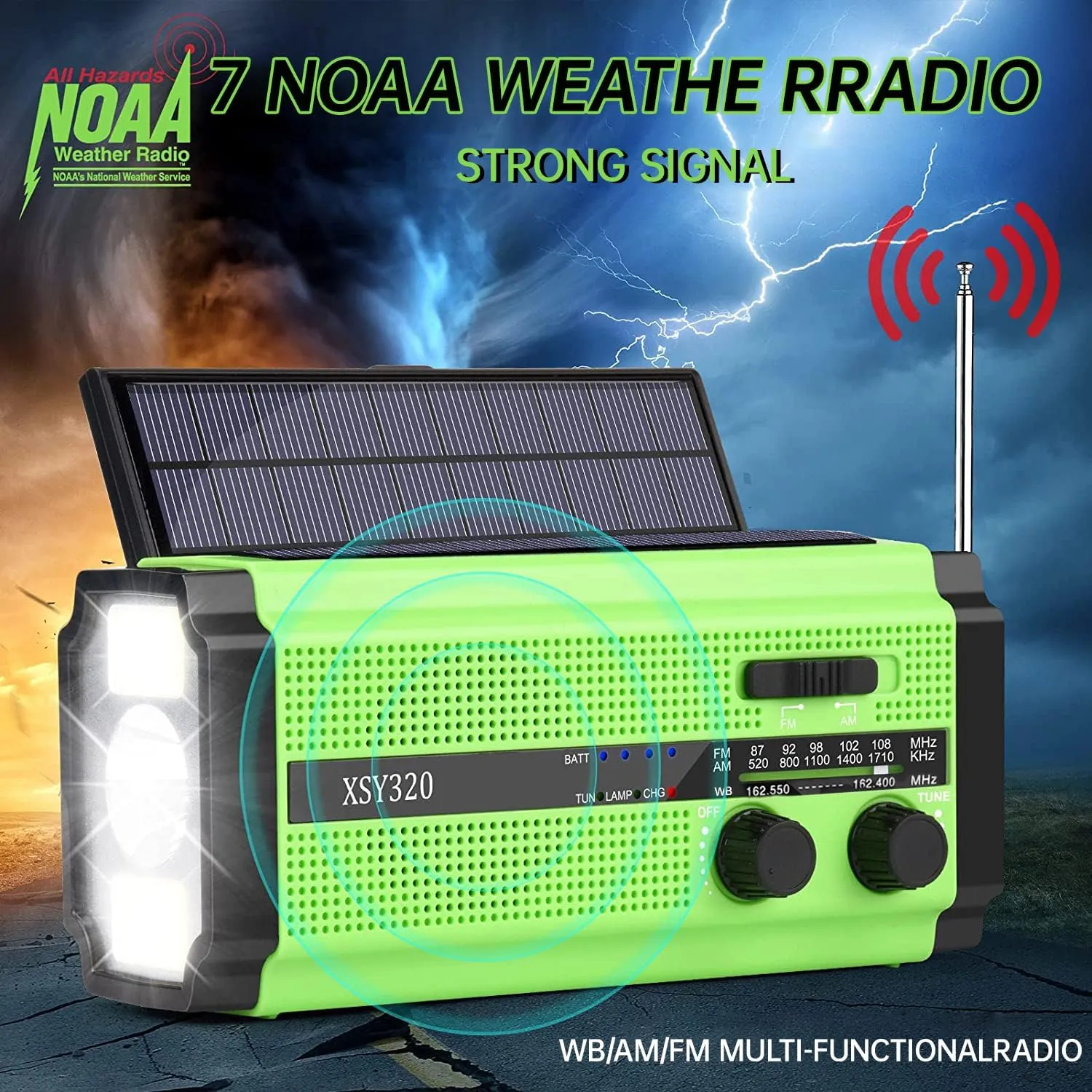 5000mAh/18500mWh Emergency Hand Crank Radio with 2 Solar Panels,Portable AM FM NOAA Weather Radio,Rechargeable Battery Powered Radio,USB Charger,SOS,Flashlight,Reading Lamp for Home Outdoor