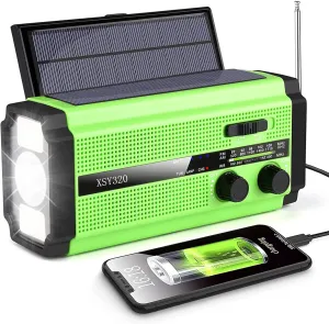5000mAh/18500mWh Emergency Hand Crank Radio with 2 Solar Panels,Portable AM FM NOAA Weather Radio,Rechargeable Battery Powered Radio,USB Charger,SOS,Flashlight,Reading Lamp for Home Outdoor