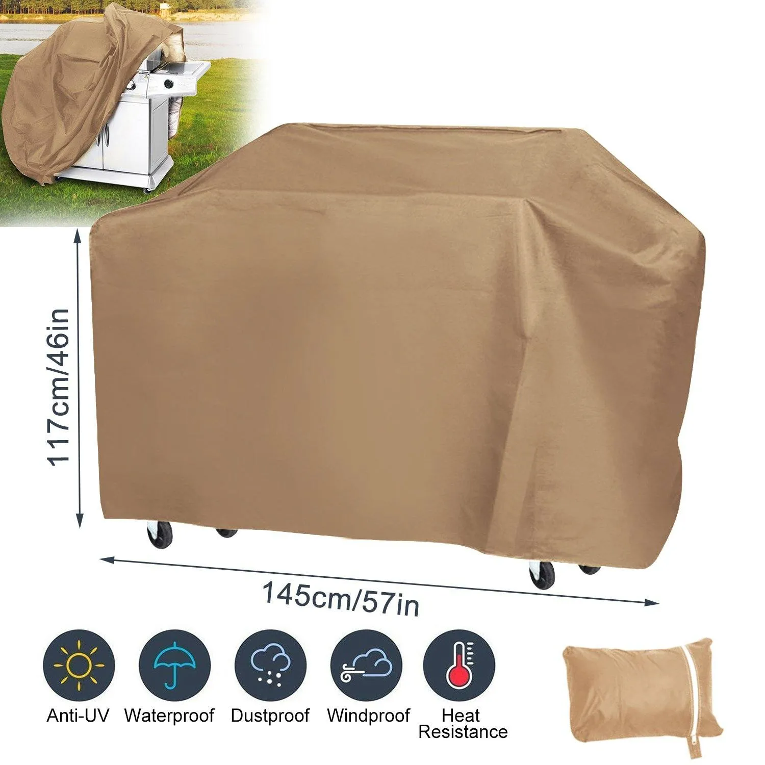 57-Inch Weather Resistant Barbecue Grill Cover