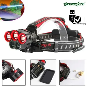 5X XM-L T6 LED USB Headlamp USB Rechargeable Torch Lamp Light powerful led flashlight Head Torch,use 18650 battery #4S19