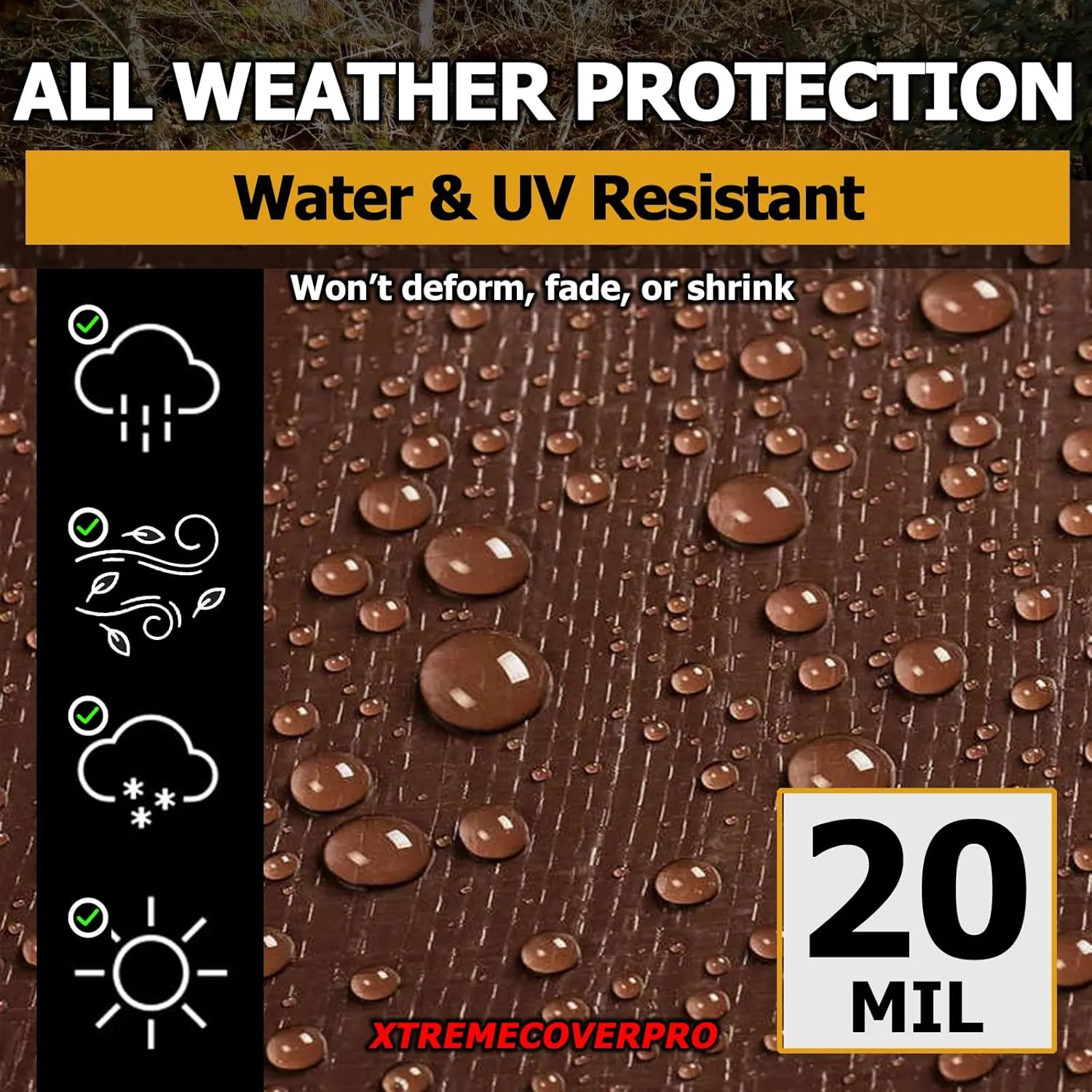 6' x 8' Brown Super Ultra Heavy-Duty Tarp – 20 Mil Waterproof & UV-Resistant 6x8 - Large Outdoor Tarp, Waterproof Cover for Rain Camping, Tent, UV Protection, Reinforced Corners