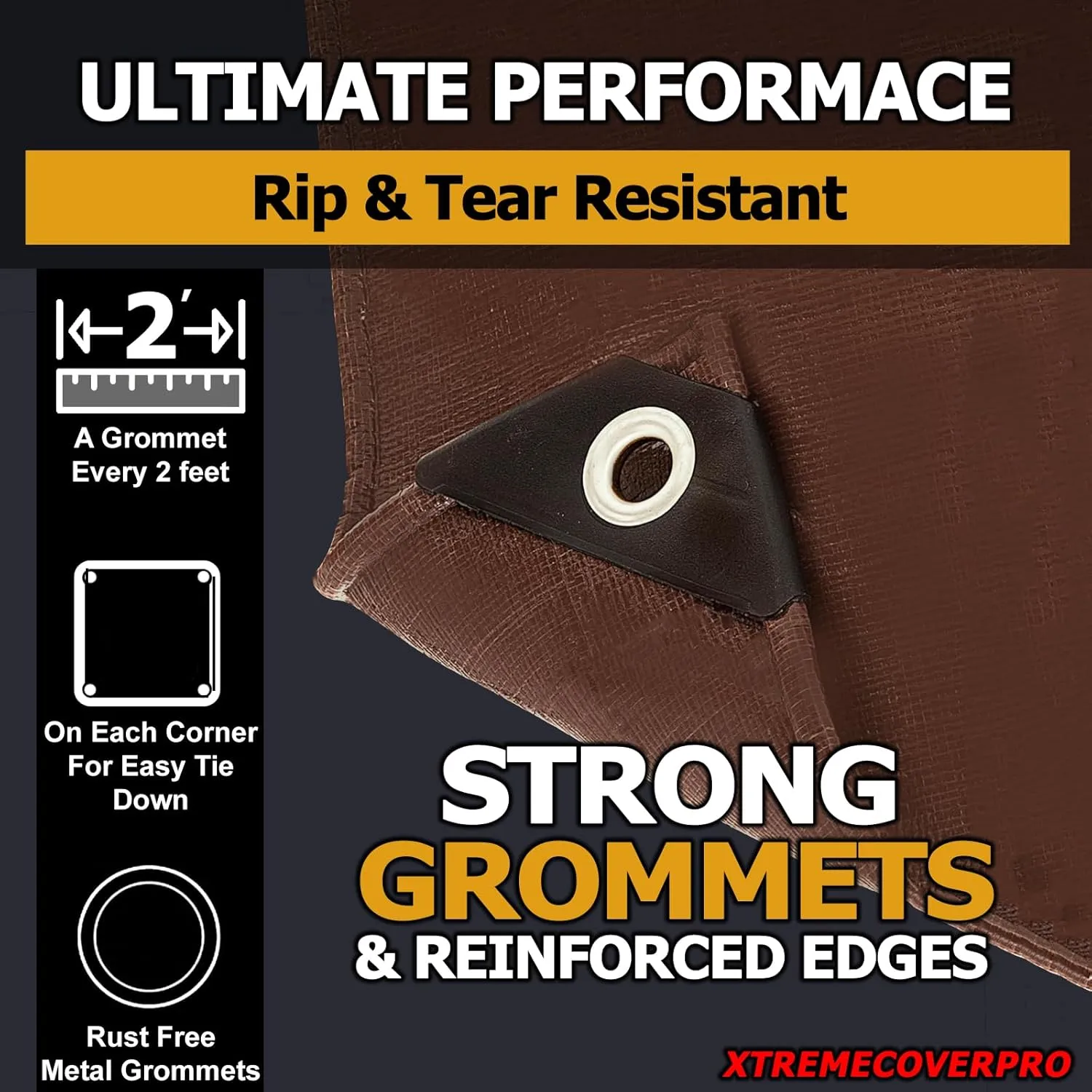 6' x 8' Brown Super Ultra Heavy-Duty Tarp – 20 Mil Waterproof & UV-Resistant 6x8 - Large Outdoor Tarp, Waterproof Cover for Rain Camping, Tent, UV Protection, Reinforced Corners