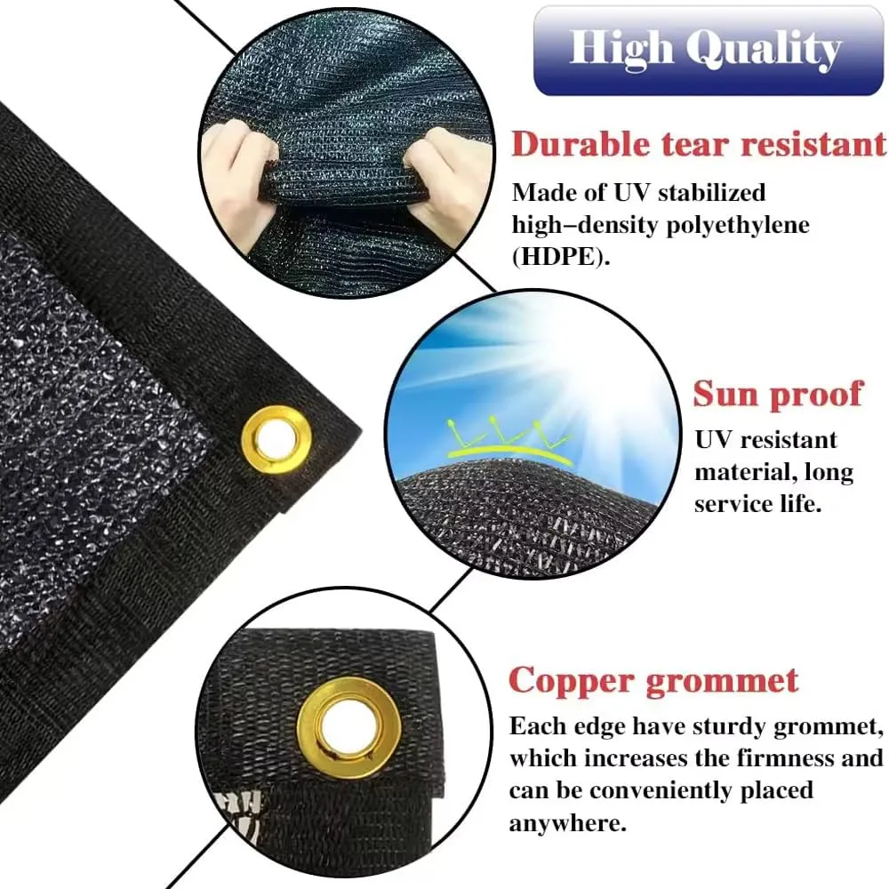 6.5X15Ft Shade Cloth for Garden, 90% Black Sun Shade Mesh for Plants Heat Protection, Outdoor Sunblock Mesh Tarp for Greenhouse, Plant Cover, Balcony, Gazebo, Deck, Porch, Carport