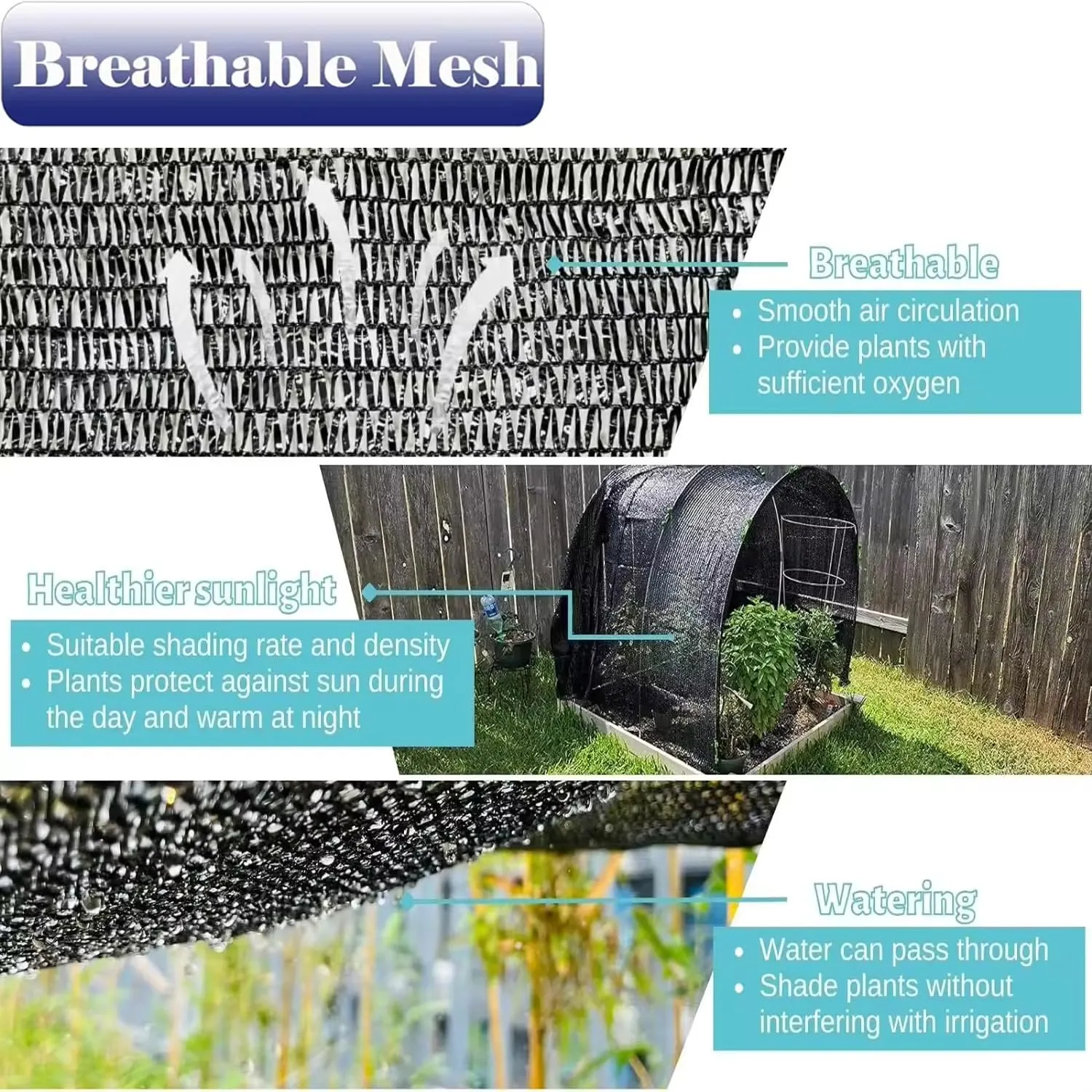 6.5X15Ft Shade Cloth for Garden, 90% Black Sun Shade Mesh for Plants Heat Protection, Outdoor Sunblock Mesh Tarp for Greenhouse, Plant Cover, Balcony, Gazebo, Deck, Porch, Carport