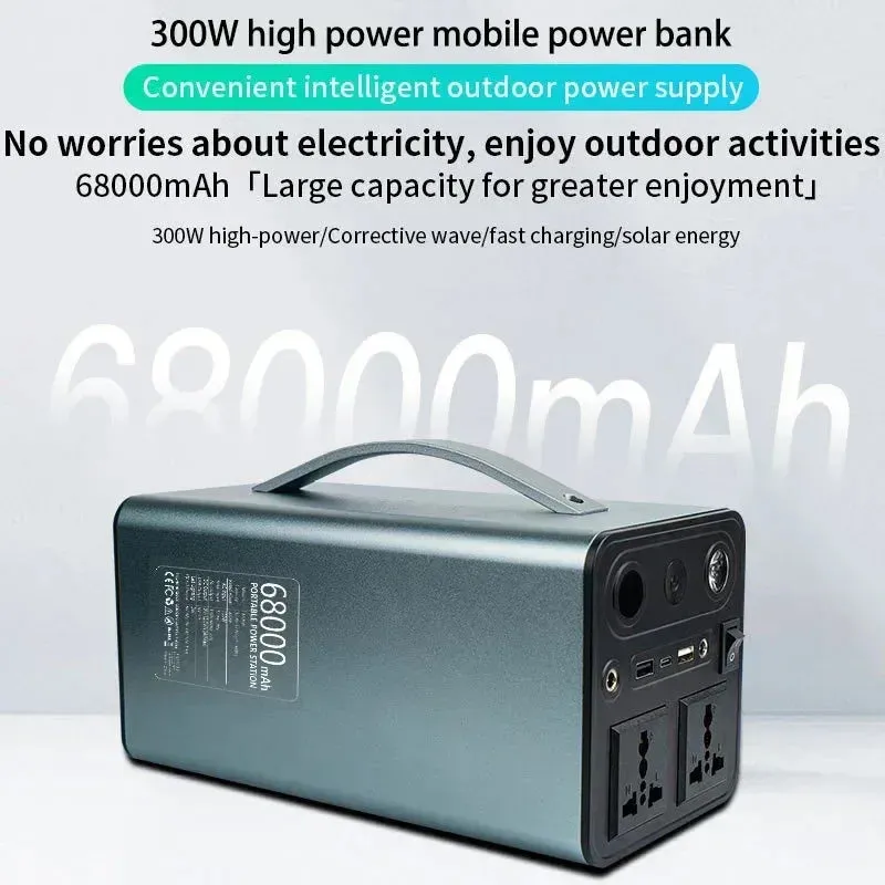 68000mAh 110V/220V 300W Portable Power Station Powerful Emergency Power Supply Outdoor Camping External Spare Battery For Laptop