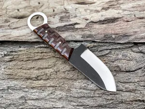 7'' Full Tang Fixed Blade Outdoor Camping Hunting Knife In Sheath Gift For Him | 1095 High Carbon Steel Knife | SKINNER Gift | Cowboy knives | Pancake leather sheath (ROSE WOOD)