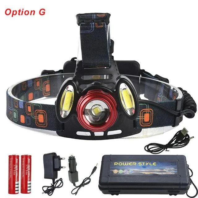 7000 Lumen Pwerful LED Head Flashlight Head 18650 Battery XM-L T6 COB LED Headlamp Hunting Fishing Headlight Lamp