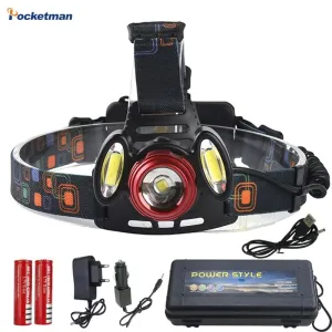 7000 Lumen Pwerful LED Head Flashlight Head 18650 Battery XM-L T6 COB LED Headlamp Hunting Fishing Headlight Lamp