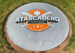 7OZ GROMMETED WHITE VINYL INFIELD TARP WITH LOGO