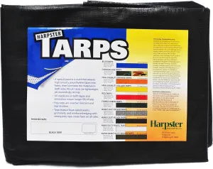 8 Ft. X 10 Ft. Heavy Duty 6 Oz. Black Poly Tarp 11-12 Mil Thick
