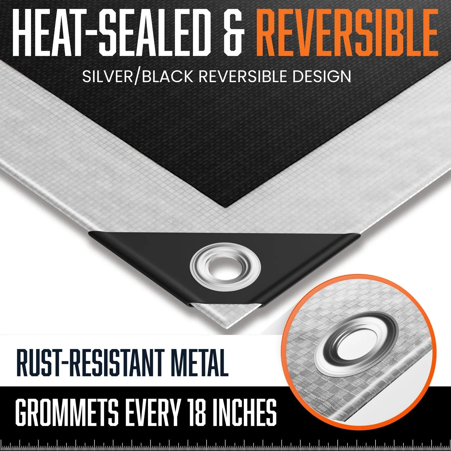8x10 Ultra Heavy Duty Tarp, Extra Thick 16 Mil, UV Resistant, Grommets Every 18 Inches - Waterproof Plastic Poly Tarpaulin - (Reversible, Silver and Black) (8' x 10 Feet')