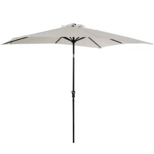 9' x 7' Patio Umbrella with Crank, Solar LED Lights, 45?? Tilt, Push-Button Operation, White