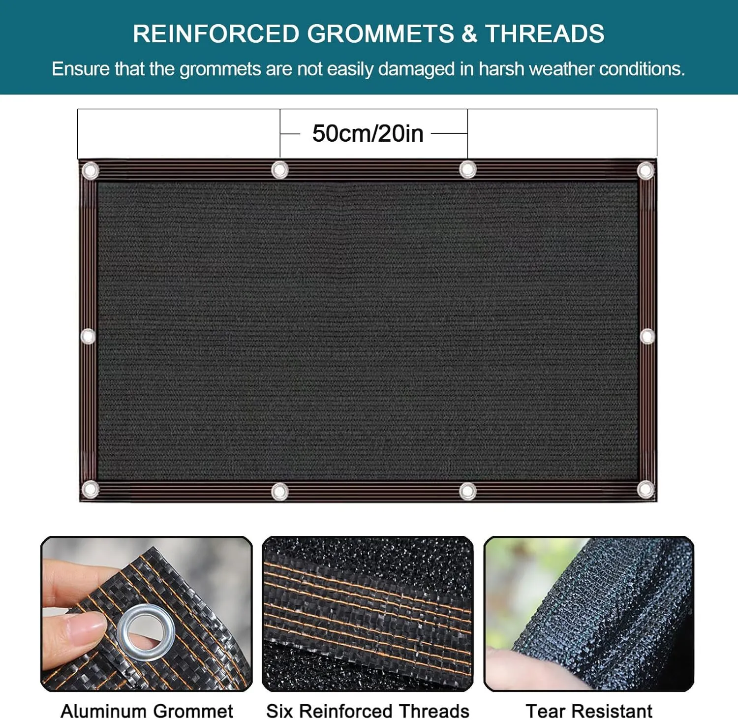 90% Shade Cloth, 10x10 FT Tear Resistant Sun Shade Net with Reinforced Grommet, Durable Garden Shade Tarp Cover for Greenhouse, Plant Cover, Chicken Coop, Patio,16x39ft/500x1200cm