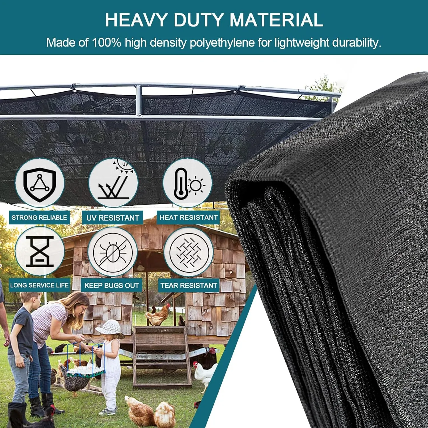 90% Shade Cloth, 10x10 FT Tear Resistant Sun Shade Net with Reinforced Grommet, Durable Garden Shade Tarp Cover for Greenhouse, Plant Cover, Chicken Coop, Patio,16x39ft/500x1200cm