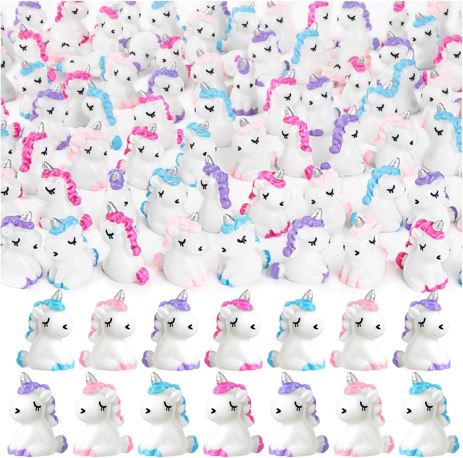 96Pcs Mini Resin Unicorn, Miniature Unicorn Figurines, Mini Resin Animals to Hide for Garden Landscape Aquarium Dollhouse Birthday Party Room Crafts Decor