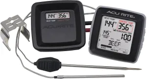 AcuRite 01185M Digital Meat Thermometer with Wireless Display and Time Left to Cook Gray, 3.31-inch Height x 3.43-inch Width x 2.52-inch Depth