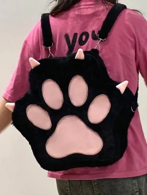 Adorable Cat Paw Plush Backpack: The Perfect Personalized Gift for Trendy Girls!