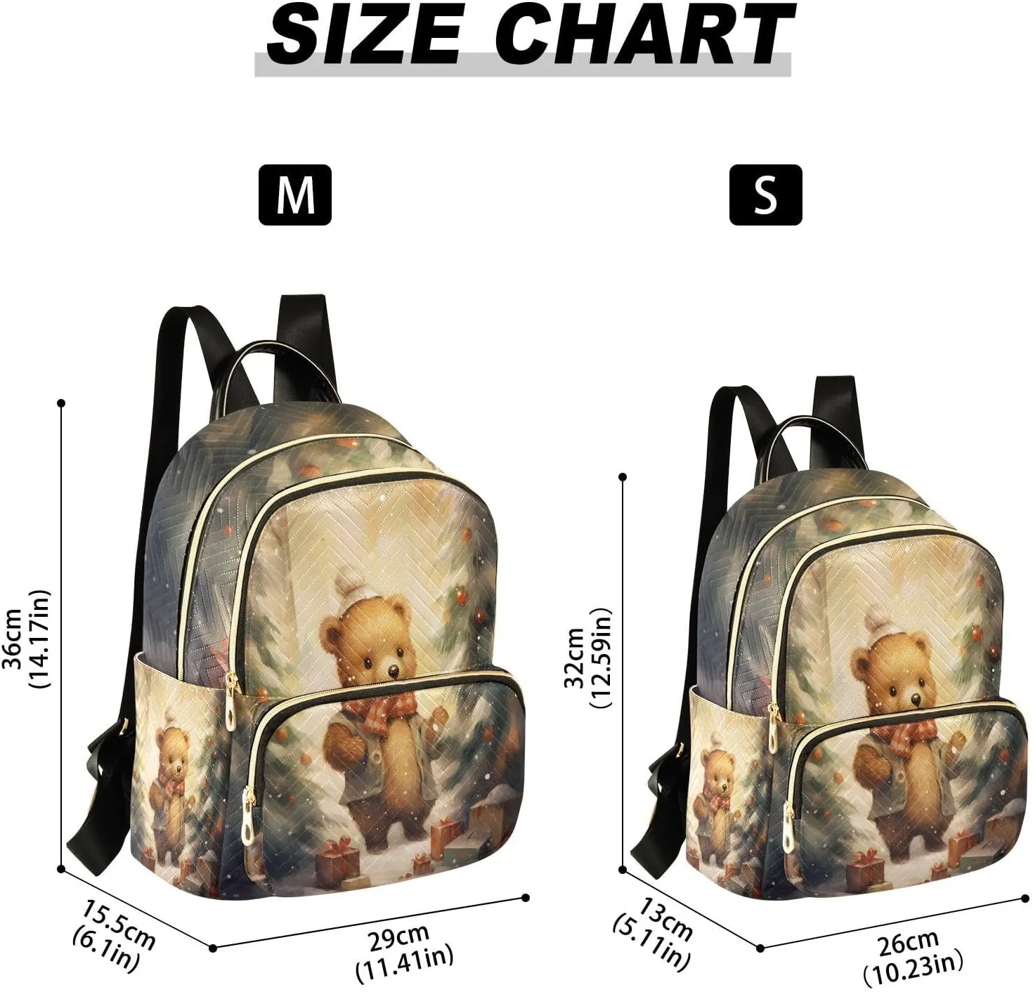 ALAZA Christmas Cute Bear Winter Small Backpack Purse for Women Travel Bag Lightweight Shoulder Bag Fashion Daypack