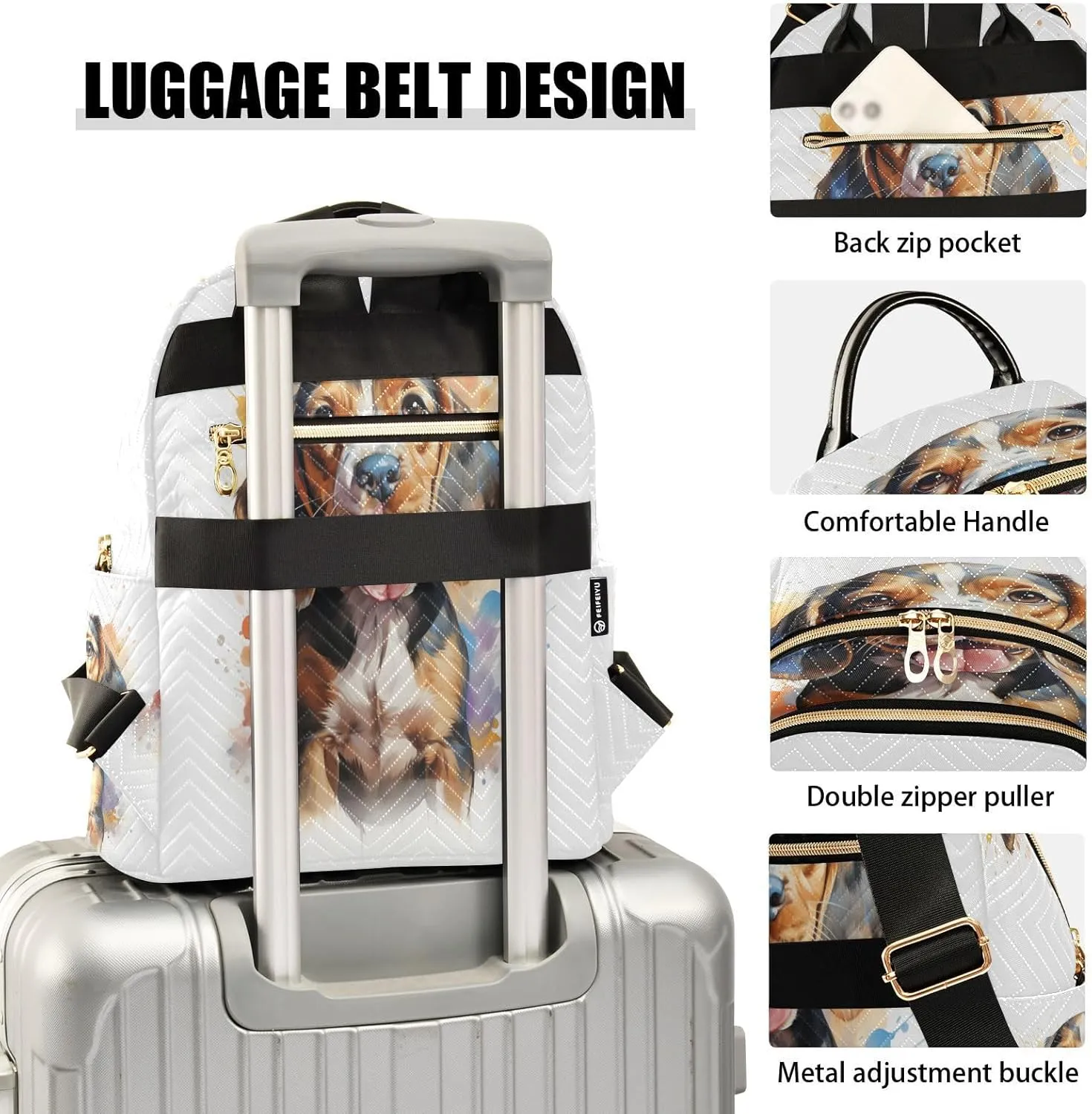 ALAZA Cute Beagle Dog Small Backpack Purse for Women Travel Bag Lightweight Shoulder Bag Fashion Daypack