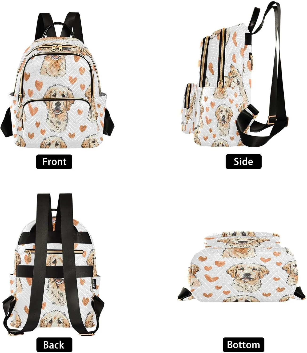 ALAZA Golden Retriever Breed Puppy Mini Backpack Purse for Women Travel Bag Lightweight Shoulder Bag Fashion Daypack