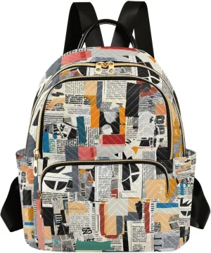 ALAZA News Papers Small Backpack Purse for Women Travel Bag Lightweight Shoulder Bag Fashion Daypack