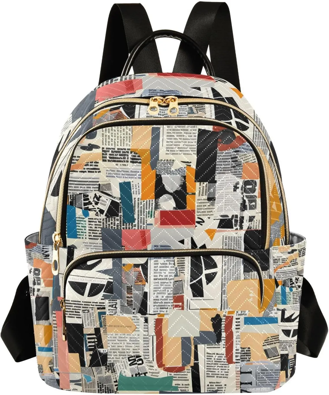 ALAZA News Papers Small Backpack Purse for Women Travel Bag Lightweight Shoulder Bag Fashion Daypack