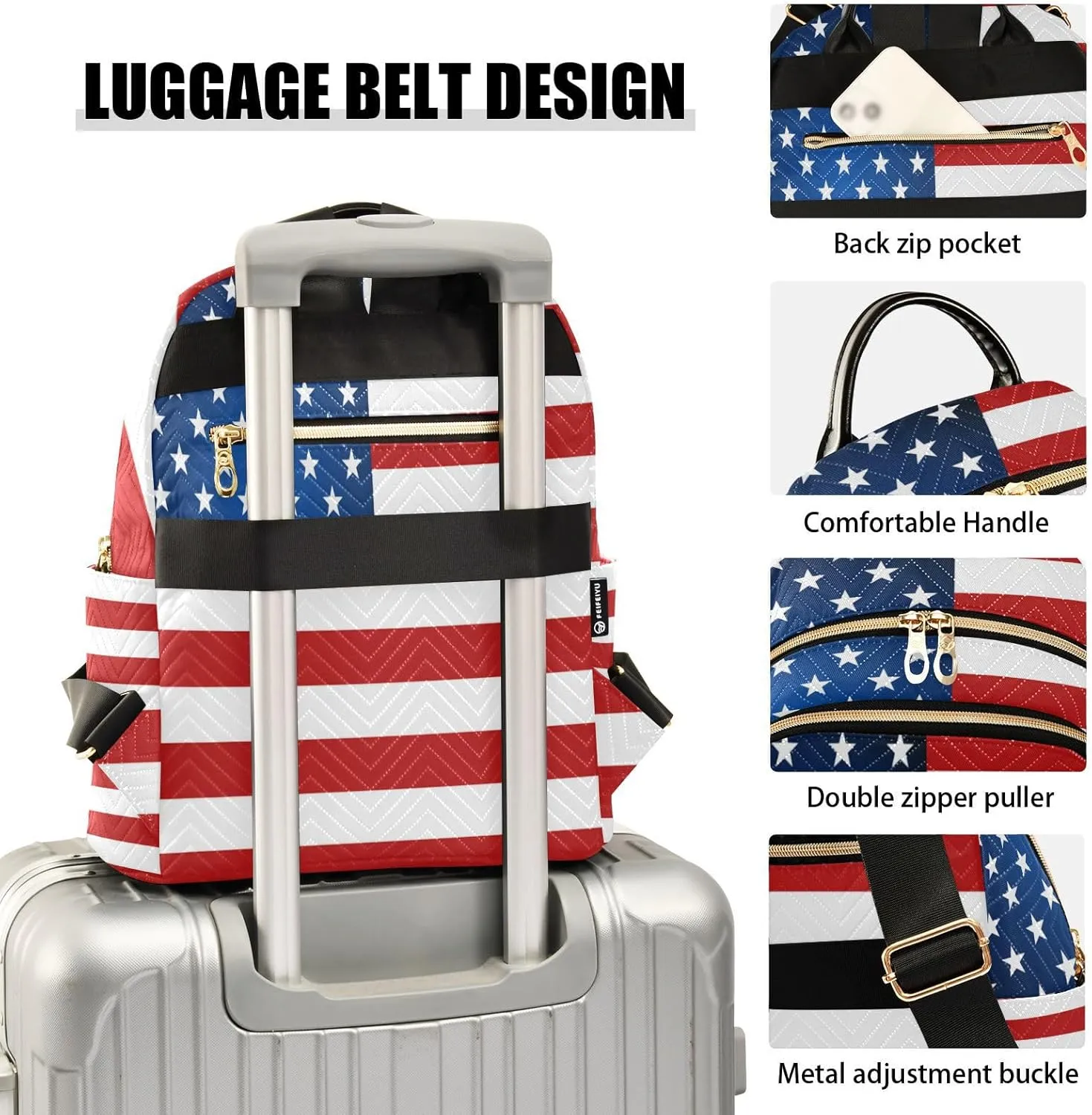 ALAZA US American Flag Independence Day Small Backpack Purse for Women Travel Bag Lightweight Shoulder Bag Fashion Daypack