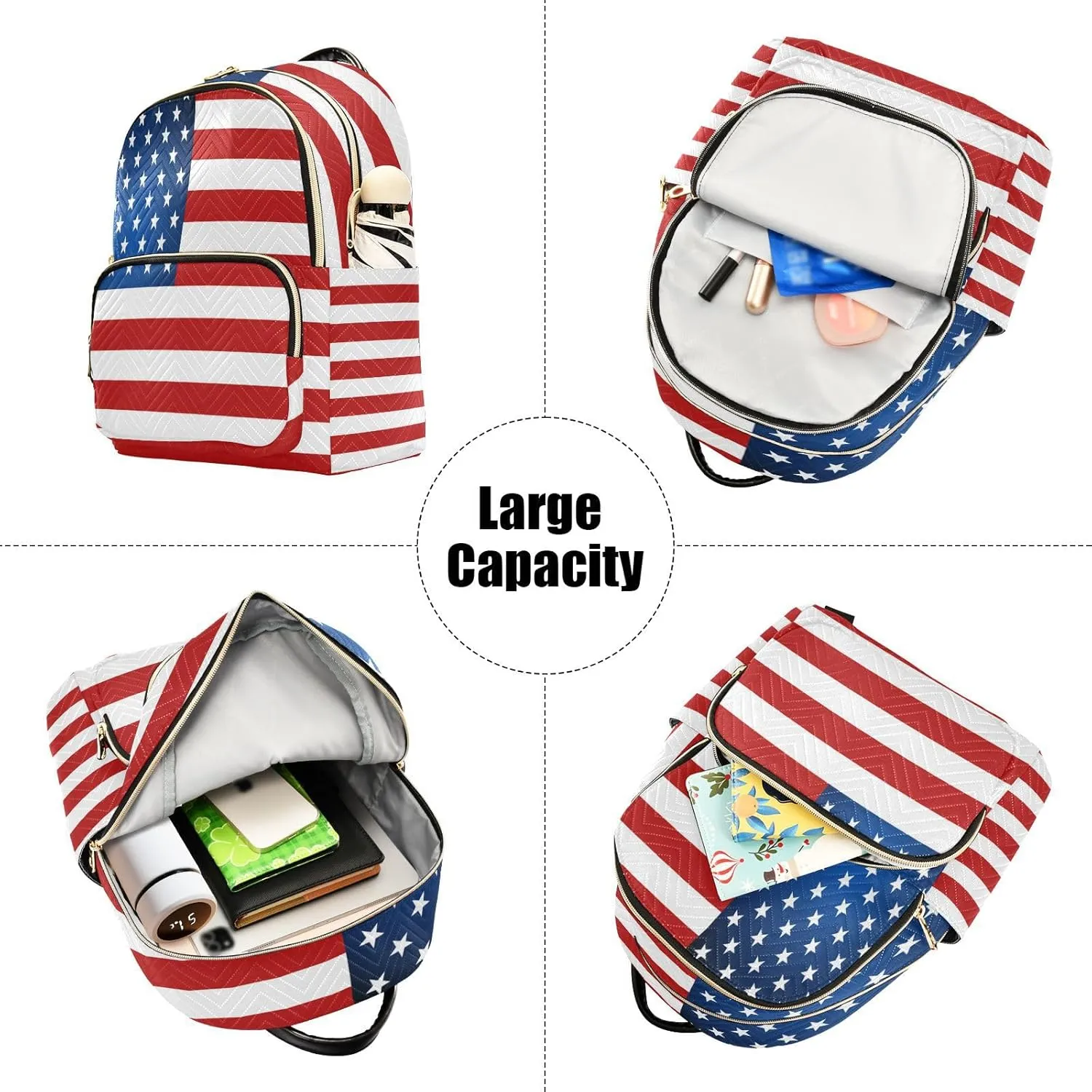 ALAZA US American Flag Independence Day Small Backpack Purse for Women Travel Bag Lightweight Shoulder Bag Fashion Daypack