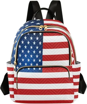 ALAZA US American Flag Independence Day Small Backpack Purse for Women Travel Bag Lightweight Shoulder Bag Fashion Daypack