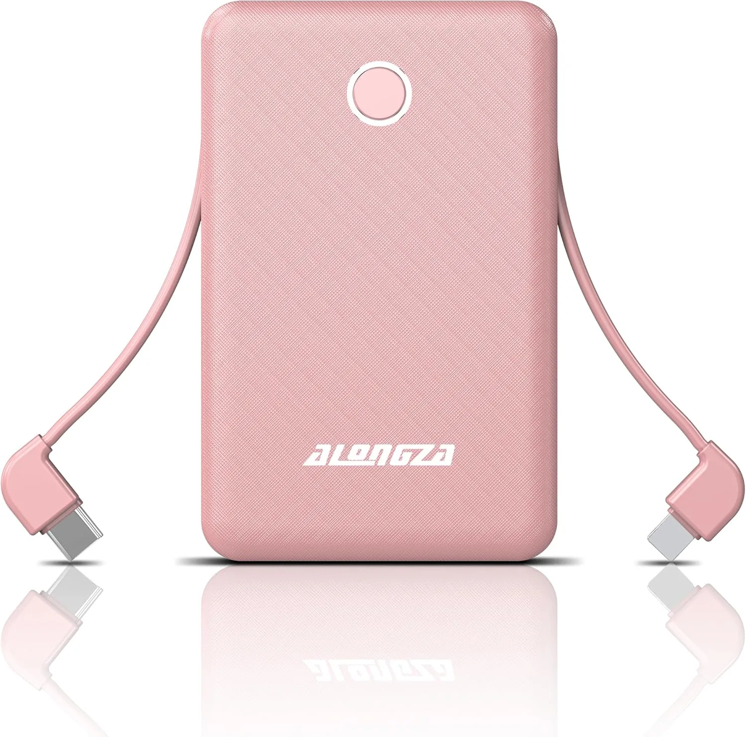 Alongza Small Portable Charger 6000mAh Power Bank with Built in Cables Ultra Slim Battery Pack Lightweight Cluch Phone Charger External Battery Charger for Cell Phones