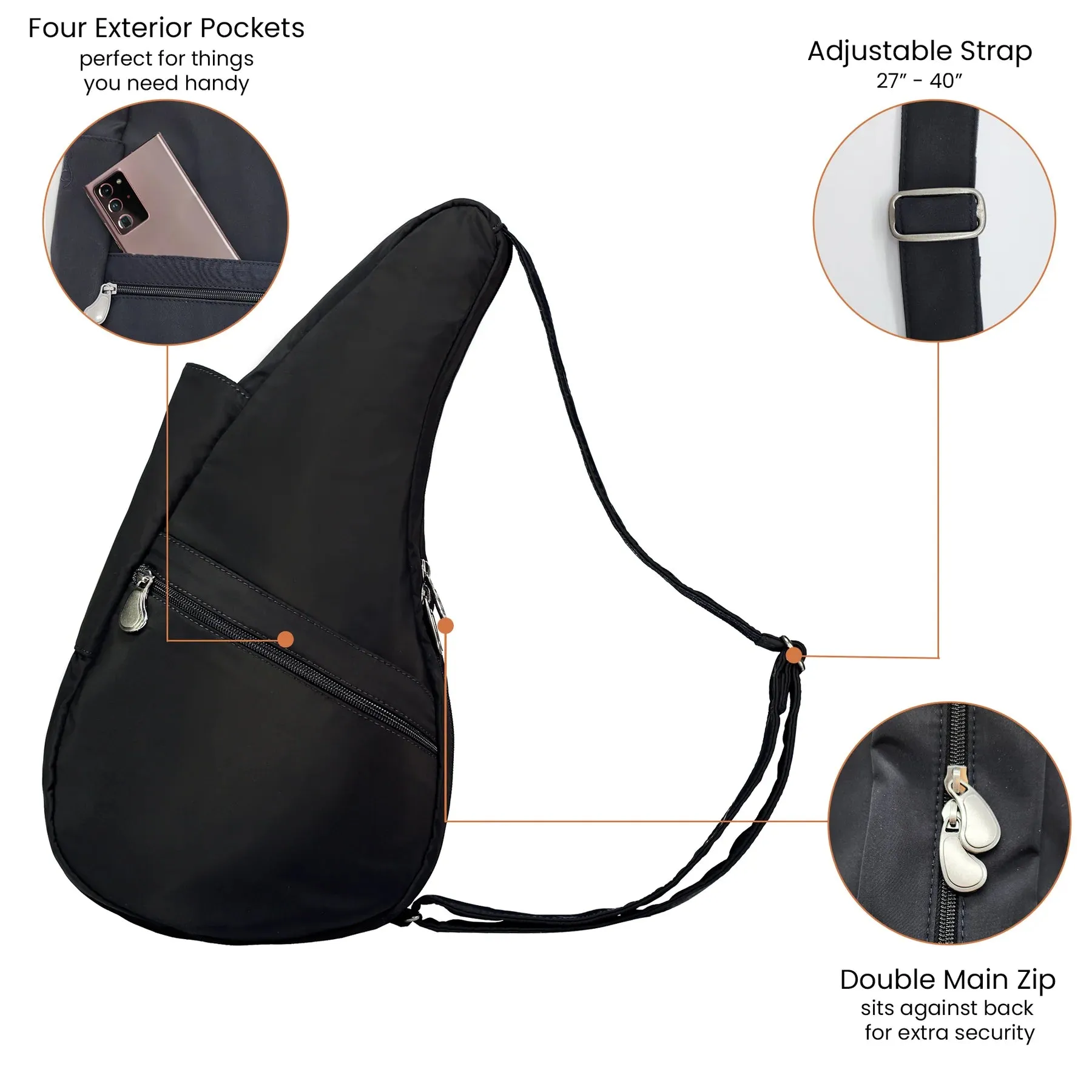 Ameribag 17" Microfiber Healthy Back Bag Tote® (Small) - Black