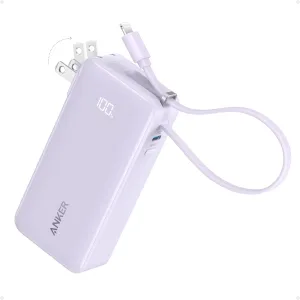 ANKER Nano 3-in-1 Power Bank, Foldable AC Plug, 10,000mAh, 30W Two-Way Fast Charging, Built-in Lightning Cable (Not for iPhone 16/15 Series), Compatible with iPhone 14 Series, AirPods, and More