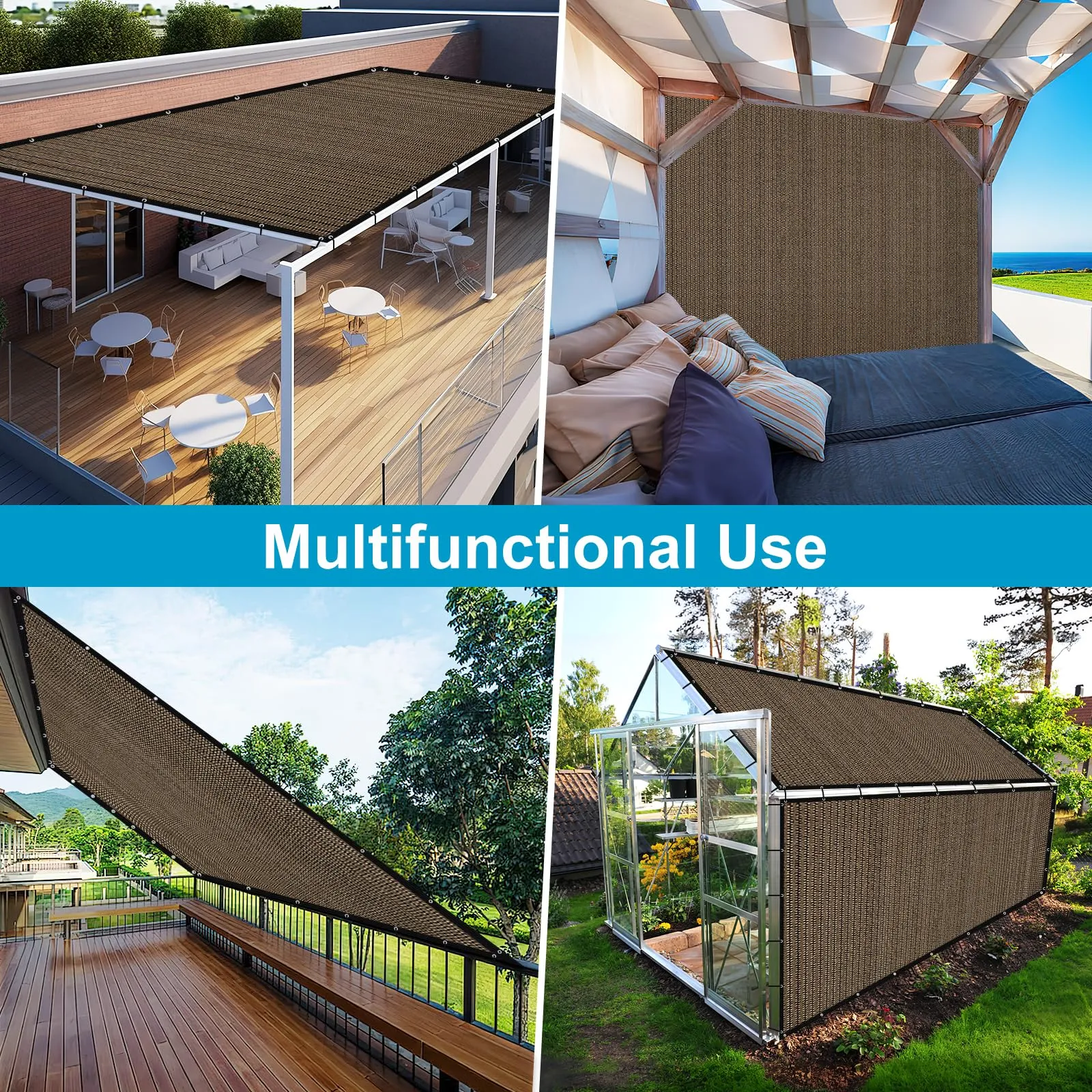 Artpuch Pergola Shade Cover 10'X12' Outdoor Sun Shade Cloth with Grommets Shade Tarp for Patio, Carport, Backyard