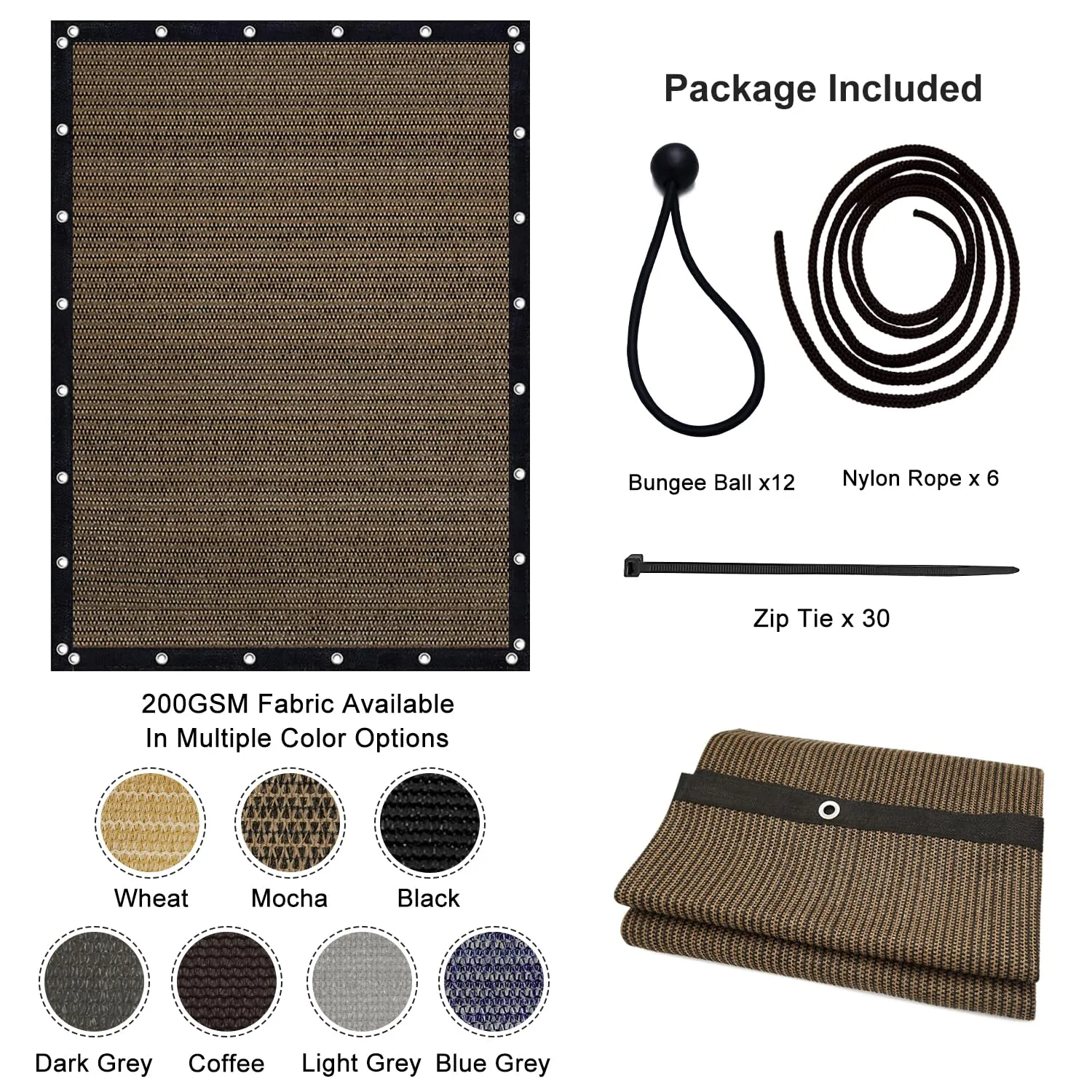 Artpuch Pergola Shade Cover 10'X12' Outdoor Sun Shade Cloth with Grommets Shade Tarp for Patio, Carport, Backyard