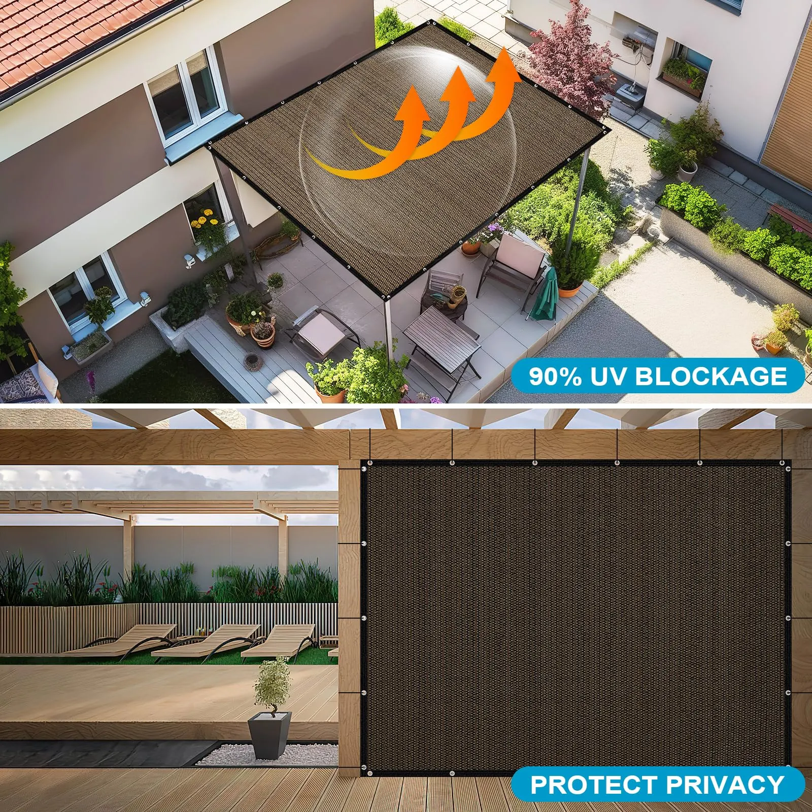 Artpuch Pergola Shade Cover 10'X12' Outdoor Sun Shade Cloth with Grommets Shade Tarp for Patio, Carport, Backyard