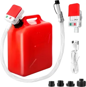 Automatic Fuel Transfer Pump with Auto-Stop, 51'' Extra Long Hose, 3.2 Gallon per Min, Battery or USB Powered, 4 Can Adapters, Fast and Safe Portable Gas Can Pump for Oil, Diesel,Gasoline.