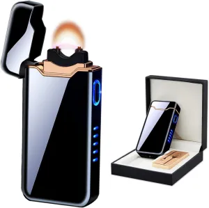 BABOBIU Electric Lighter Rechargeable Arc Lighters Windproof Vintage Cool Design Plasma Lighter Encendedores Electricos Recargable Electric Lighters for Camping Hiking Outdoor (Black)