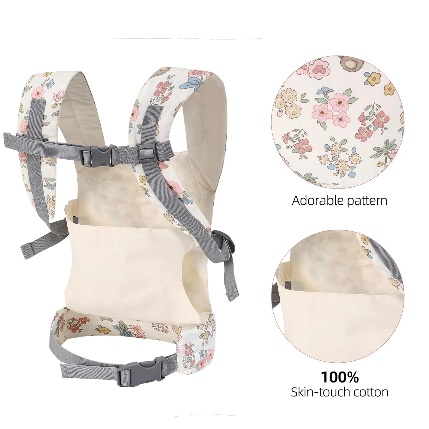 Baby Doll Carrier Front and Back Baby Doll Accessories Backpack Kid Toddlers Play Toy Baby Carriers for Babydoll Pretend with Adjustable Straps for Little Girls (Bear)