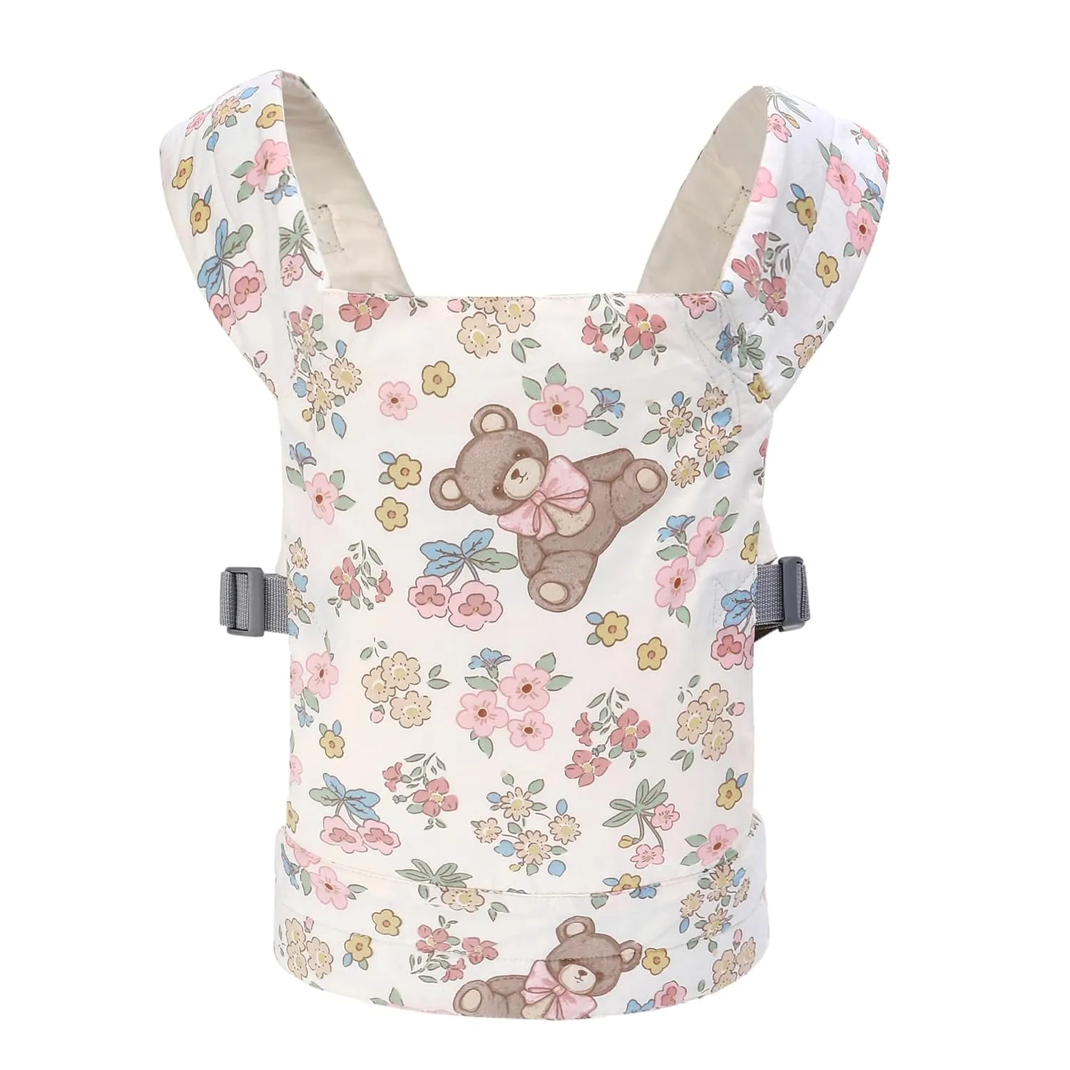 Baby Doll Carrier Front and Back Baby Doll Accessories Backpack Kid Toddlers Play Toy Baby Carriers for Babydoll Pretend with Adjustable Straps for Little Girls (Bear)
