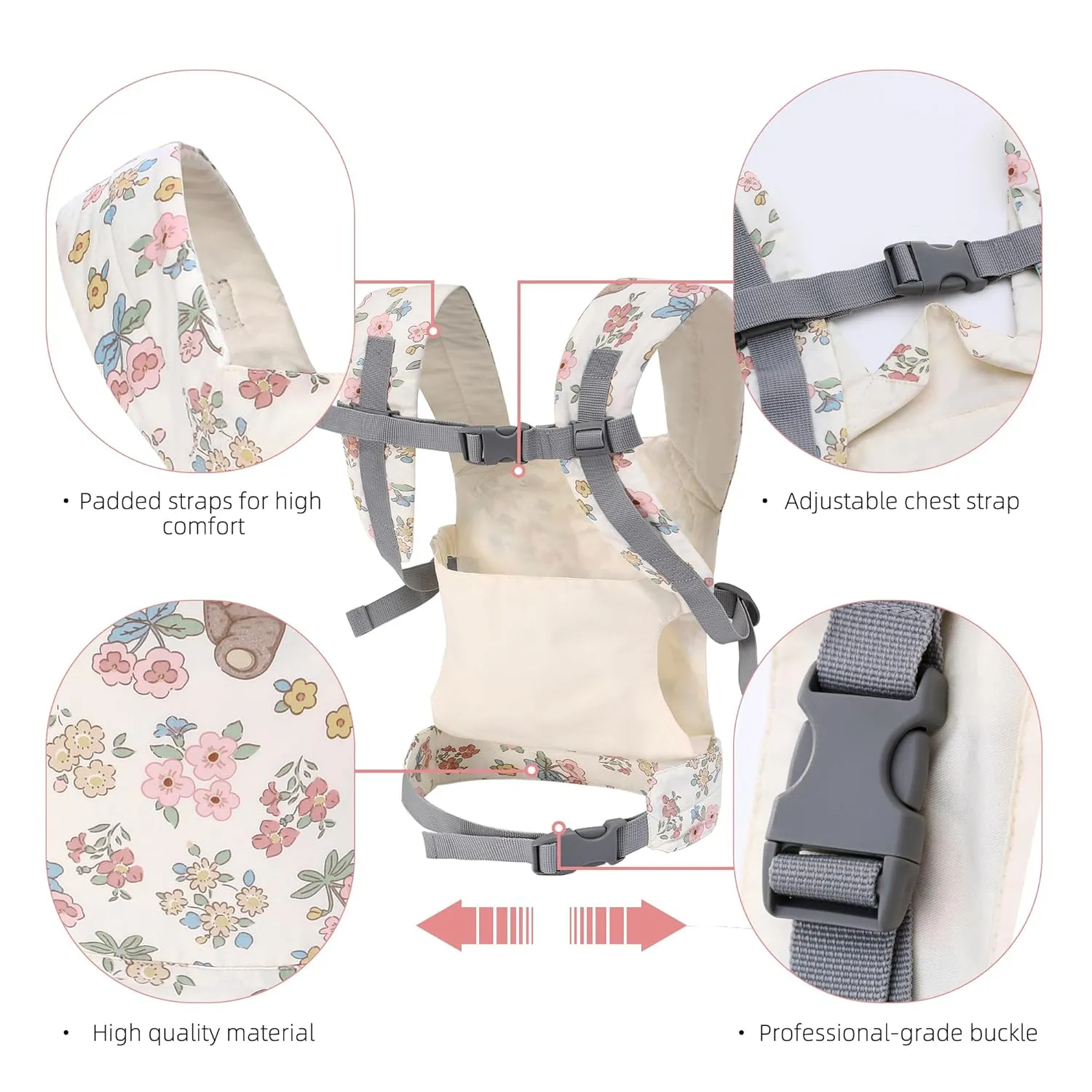 Baby Doll Carrier Front and Back Baby Doll Accessories Backpack Kid Toddlers Play Toy Baby Carriers for Babydoll Pretend with Adjustable Straps for Little Girls (Bear)