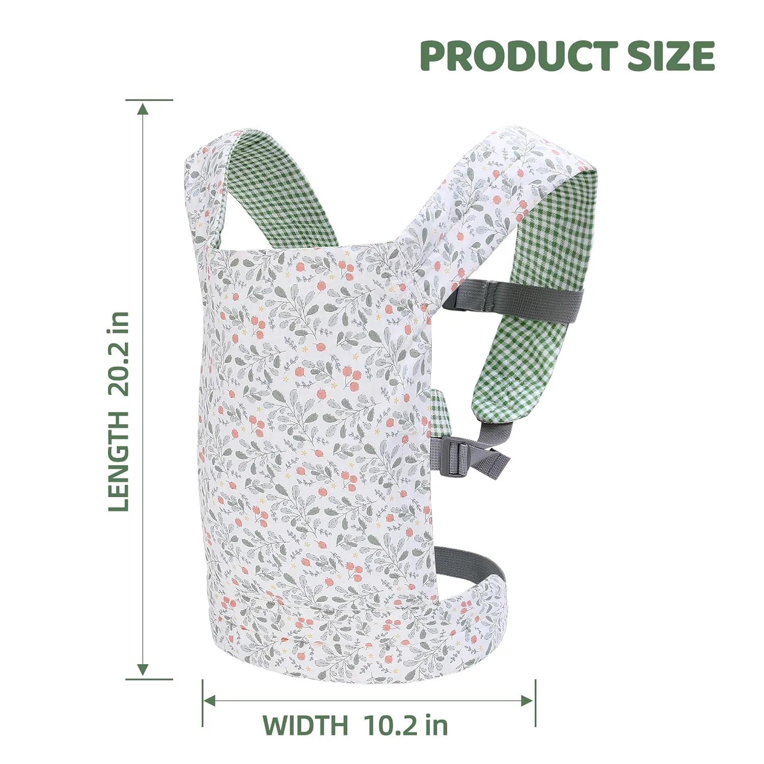 Baby Doll Carrier Front and Back Baby Doll Accessories Backpack Kid Toddlers Play Toy Baby Carriers for Babydoll Pretend with Adjustable Straps for Little Girls (Leaves)