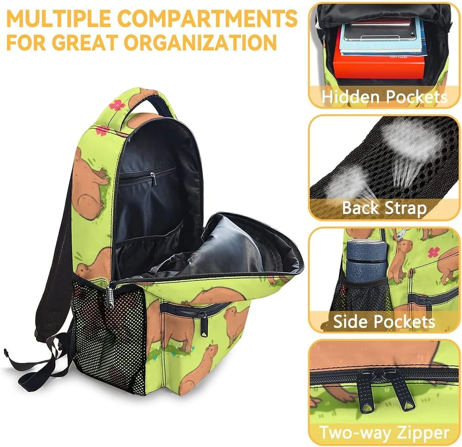 Backpack with Lunch Box and Pencil Case, Set of 3 Cute Bookbag for Girls Boys, Lightweight Large Capacity School Bag