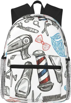 Barber Shop Monochrome Style Print Lightweight And Comfortable Duffel Bag, Casual Daypack, Multipurpose Backpack