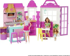 Barbie Doll & Playset, Cook 'n Grill Restaurant with Pizza Oven & 30  Pieces Including Furniture & Kitchen Accessories