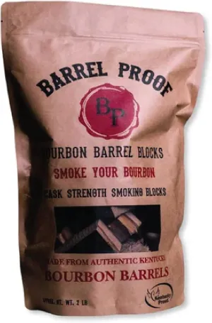Barrel Proof Bourbon Barrel Blocks, Cask Strength Smoking Wood Chunks for Grilling, 2 Pound Resealable Bag, Natural (ACWC)