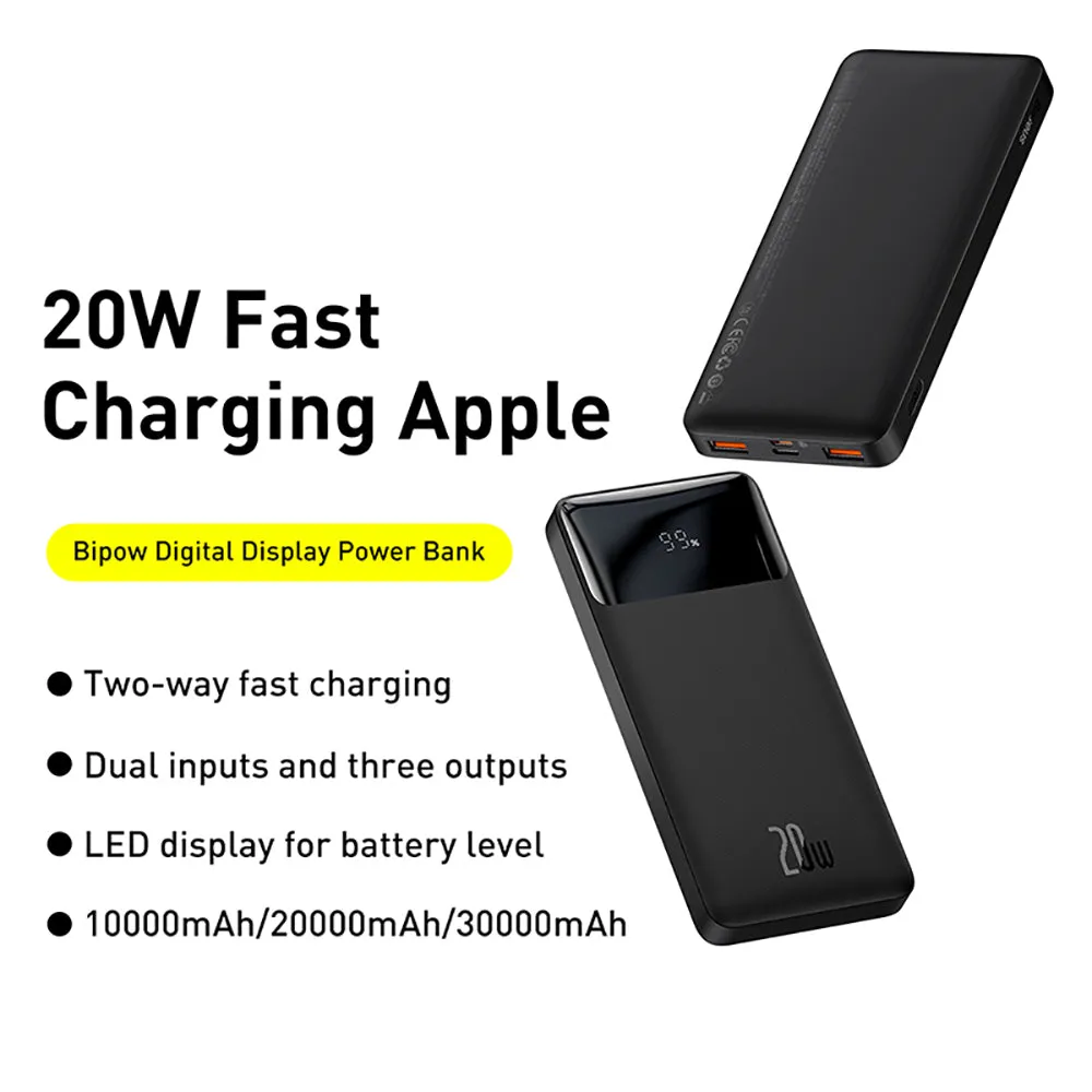 Baseus Bipow Digital Display Power Bank 10000mAh 20W - Black