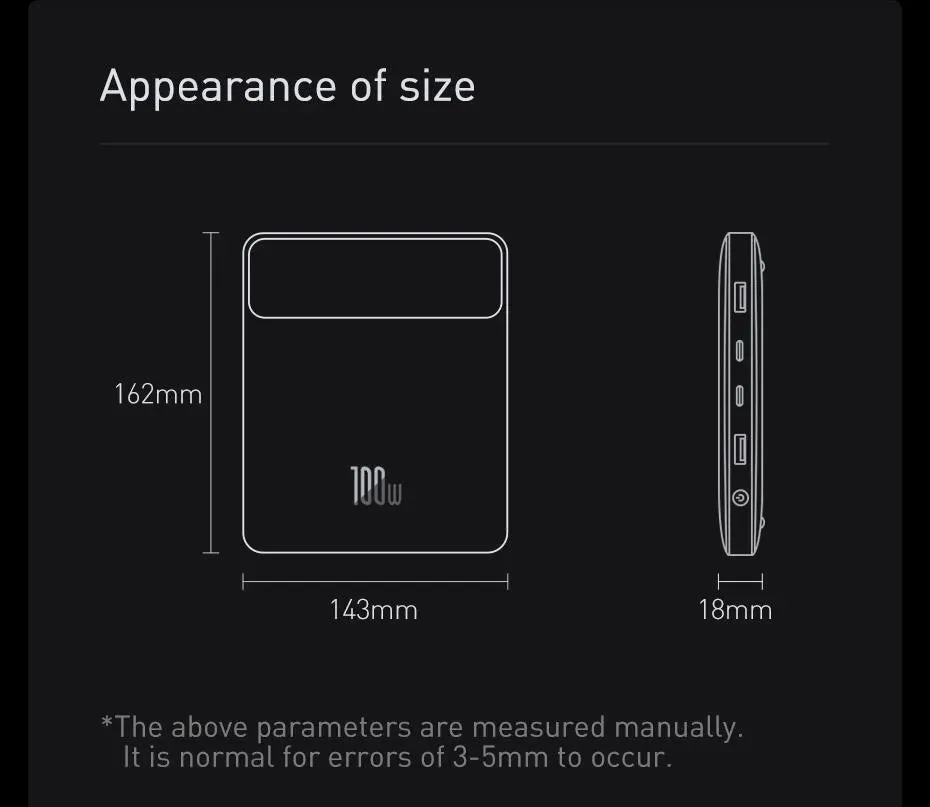 BASEUS Blade 100W 20000mAh Fast Charging Portable Power Bank