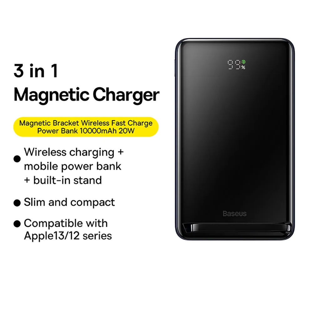 Baseus Magnetic Bracket Wireless Fast Charge Power Bank 10000mAh 20W - Blue