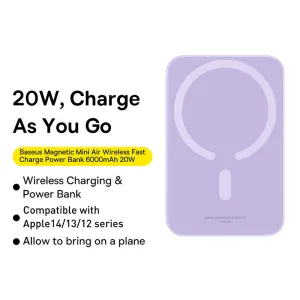 Baseus Magnetic Mini Air Wireless Fast Charge Power Bank 6000mAh 20W - Nebula Purple